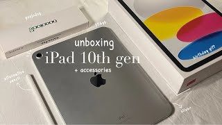 iPad 10th gen unboxing (silver, 256gb) + accessories 📦