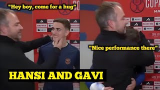 Hansi Flick interrupts Gavi's post-match interview with a heartfelt hug after Real Betis game