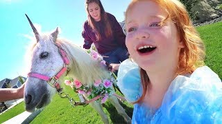 UNICORN in our BACKYARD?! Surprising Adley with her Favorite Dream in Real Life! (pet horse routine)