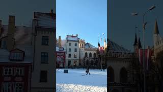 ☃️ ❄️Old Town in Winter, Riga❄️☃️ #latvia #riga #europe #peace #cozy #cafe #oldtown #snow #snowfall