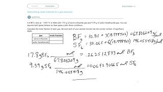 Aleks Calculating mole fraction in a gas mixture