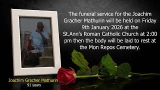 Short Death Announcement of Joachim Gracher Mathurin [English]