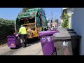 Waste Management - A Mcneilus Autocar ACX Rear Loader on Long Beach recycling!