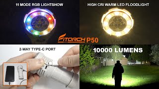 FITORCH P50 - 10000 lumens multi-colour Type-C rechargeable flashlight \u0026 power bank