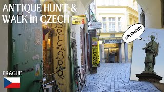 ANTIQUES IN PRAGUE③ / Shop - Bric á Brac  / Walk - Charles Bridge / HAUL \u0026 UPCYCLING Old Czech Beads