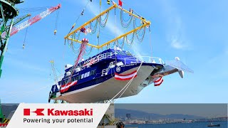 Kawasaki: Super-high-speed Passenger Ship Seven Island Yui Launches（ジェットフォイル「セブンアイランド結」着水式）