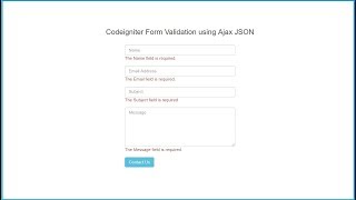 Codeigniter Form Validation using Ajax jQuery JSON