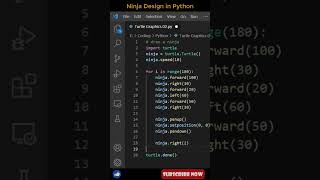 Draw a Ninja Design using python turtle! 😯 #python #shorts #animation #coding