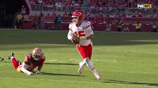 33-yard Mahomes sprint! QB burns 49ers with sideline-tightrope act