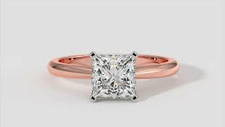 Tapering Cathedral Princess Diamond Solitaire Engagement Ring In18k Rose \u0026 White Gold