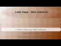 High Quality Lyrics version of Lady Gaga with bad romance (music)