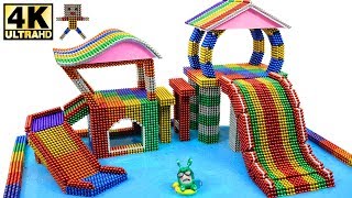 DIY - Building Water Slide House With Swimming Pool from Magnetic Balls (ASMR) | Magnetic Man 4K