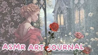 ASMR Aesthetic Art Journal | Scrapbooking and Journaling with Rose Stickers and Paper