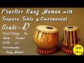 Practice Raag Yaman with D Scale Tanpura Tabla and Swarmandal | BPM - 100