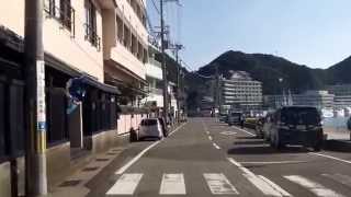 車載動画　那智勝浦町　那智駅前　国道４２号線　天満　勝浦　築地　ホテル浦島　ホテル中の島