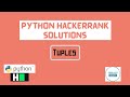Learn Python | Tuples| Hackerrank Python Solution