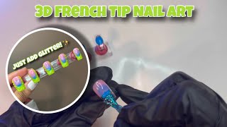 3D French Tip Nail Art Tutorial, Just Add Glitter! ✨(Simple \u0026 Easy Nail Art)