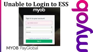 Unable to Login to ESS - Resolved | MYOB PayGlobal