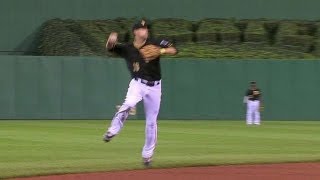 Mercer makes great jump-throw to get the out