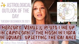 Astrology of the Day -12 28 21- Mercury/Venus/Pluto Conjunct SQUARE the Moon: Upsetting the Balance