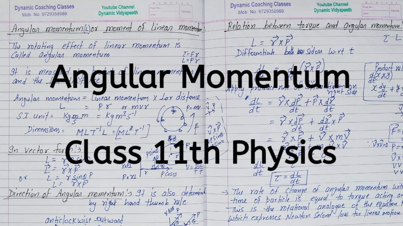 Angular Momentum | Chapter 6 | System Of Particles And Rotational ...