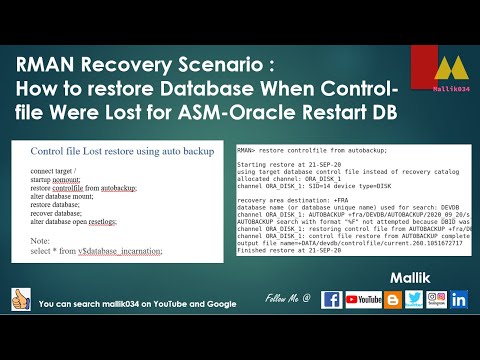 RMAN Recovery Scenario - How to restore Database When Controlfile Were Lost for ASM Oracle Restart