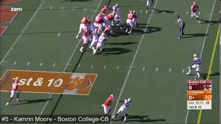 Clemson, poor angle on ball carrier and cant make the tackle