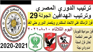 ترتيب الدوري المصري اليوم وترتيب الهدافين الثلاثاء 10-8-2021 الجولة 29 - فوز الزمالك علي الاتحاد