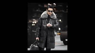 men sheepskin goose down coat long down jacket real fur collar outerwear