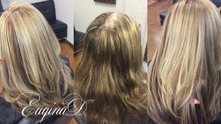 Color Retouch Partial Highlight Haircut and Brazilian blowout