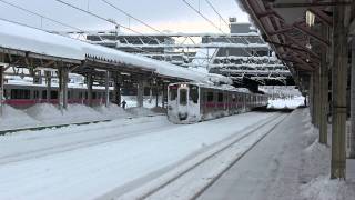 2012/1/29(Sun)　弘前駅　寝台特急日本海　遅延　構内放送