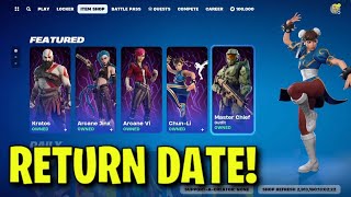 CHUN LI SKIN RETURN DATE in FORTNITE ITEM SHOP! (Chun Li Skin Return Date 2025)