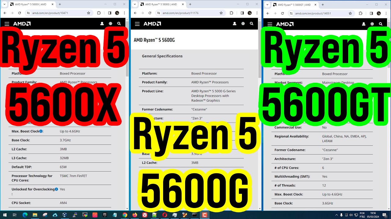 Ryzen 5 5600gt Vs Ryzen 5 5600g Vs Ryzen 5 5600x Processadores Amd Ryzen 5 5600gt Vs Ryzen 5 5600g Vs Ryzen 5 5600x Processadores Amd