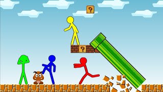 Watergirl and Fireboy (Yellow and Green), Stickman Animation - Mario World