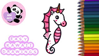Easy and simple Seahorse drawing (CUTE DRAWING)