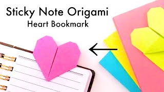 Sticky Note Origami Heart Bookmark
