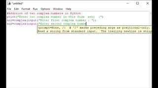 Python program to add two complex numbers