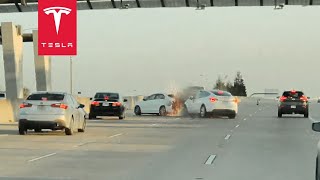 FULL SELF-DRIVING TESLA VS HORRIFIC HIGHWAY CRASH!