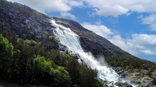 Langfoss waterfall Norway 4k