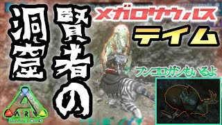 【スマホ版ARK】賢者の洞窟でメガロザウルスをテイムしよう！大激闘を制すのはどっち！！フンコロガシもいるよ。【アークモバイル】【実況】#13