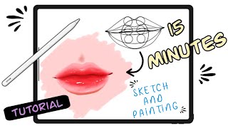 10 minutes You can draw this lips in PROCREATE : tutorial  sketch and painting ( step by step )