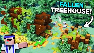 ⛏️ Minecraft : How to Build a FALLEN Treehouse 🏡 [ Build Tutorial for Survival ]