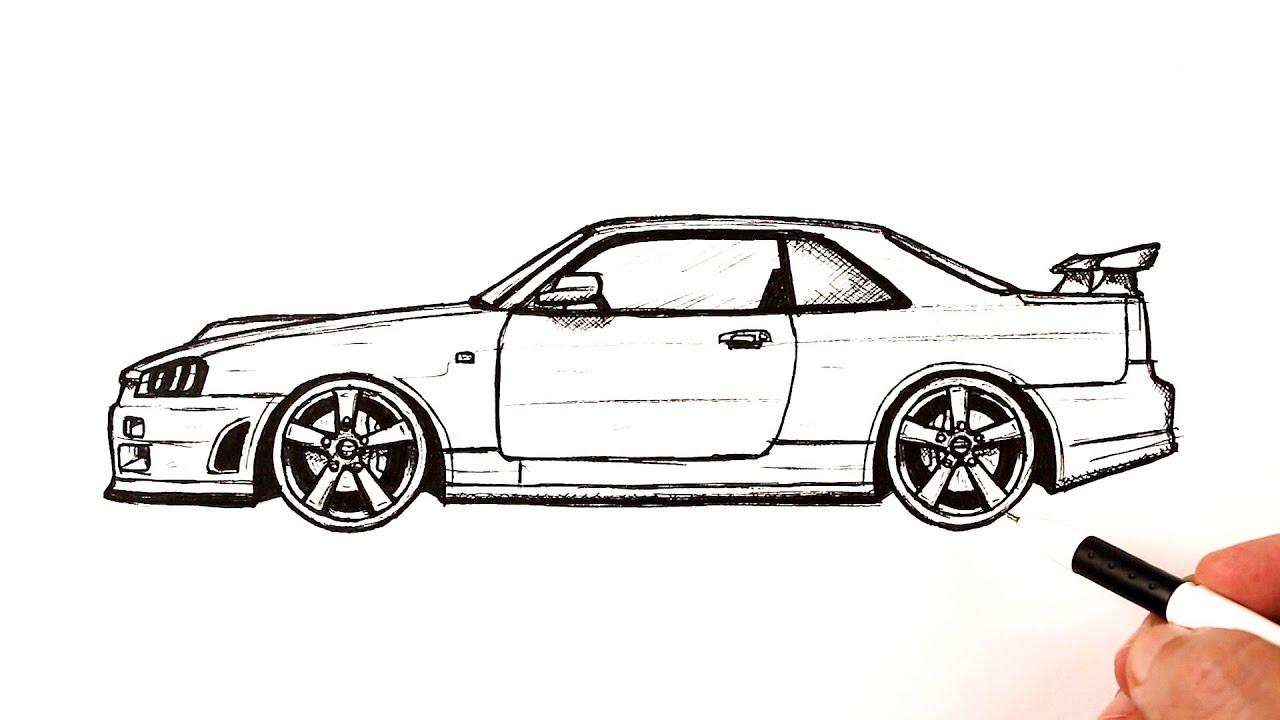 How To Draw A Nissan Skyline Gt R R34 Youtube How To Draw A Nissan Skyline Gt R R34 Youtube