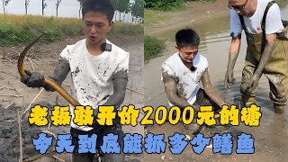 老板敢开价2000元的塘，今天到底能抓多少鳝鱼？#户外抓鱼 #户外捕鱼 #水猴子 #乡村生活 #农村生活