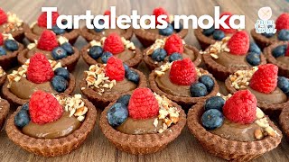 TARTALETAS DE CHOCOLATE RELLENAS DE CREMA PASTELERA SABOR MOKA | POSTRES CON IXCHEL