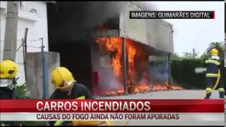 Incêndio em oficina destrói carros em Guimarães
