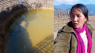 Manjita showing her fish pond II Some fishes died because of cold @AloneAdhirajnepal