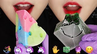 Kẹo sáp thạch mật ong ASMR Kem kỳ lân ăn âm thanh ASMR Emoji food ASMR 🦄