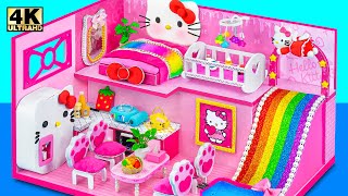 Build Cutest 2 Storey Pink Hello Kitty House has Rainbow Slide Pool from Slime - DIY Miniature House