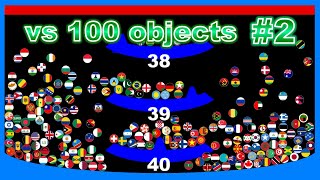 vs 100 objects #2 ~200 countries marble race #25~ in Algodoo | Marble Factory